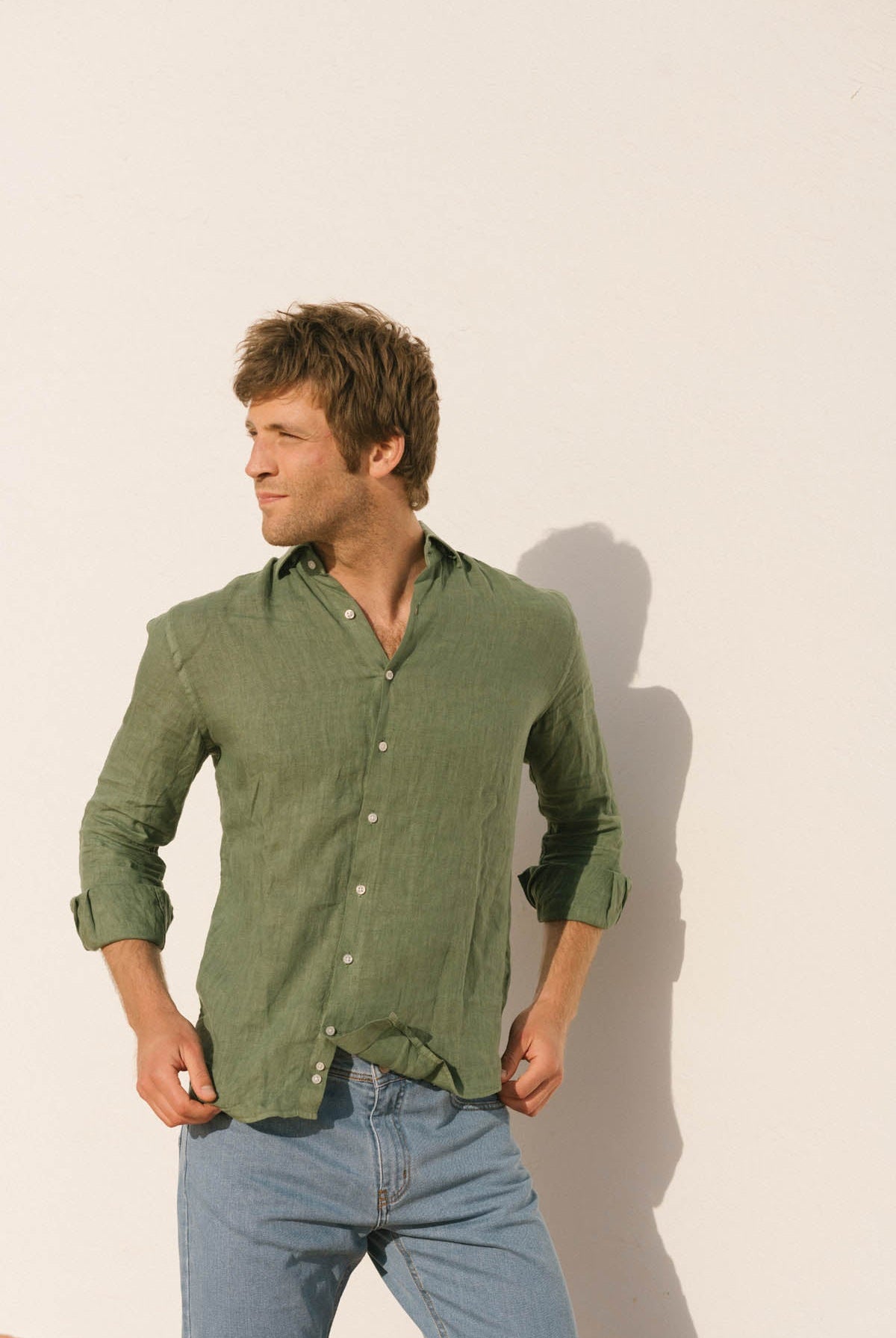 Camisa Lino Italiano Verde - Sohhan