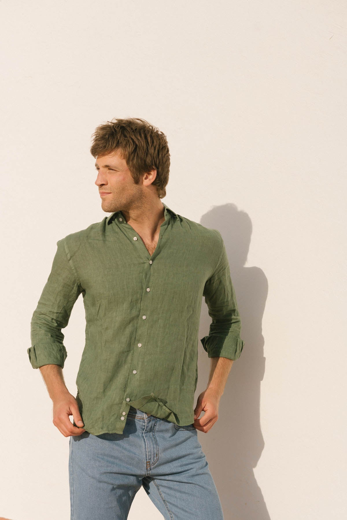 Camisa Lino Italiano Verde - Sohhan
