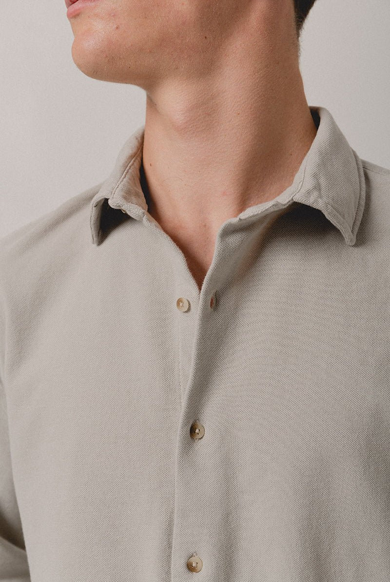 Camisa Piqué Beige Marfil - Sohhan