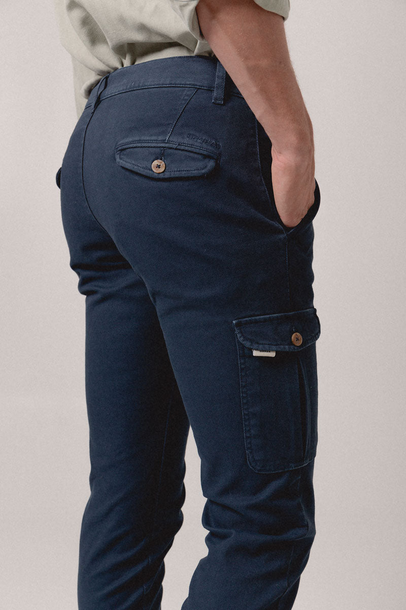 Pantalón cargo azul marino estructura - Sohhan