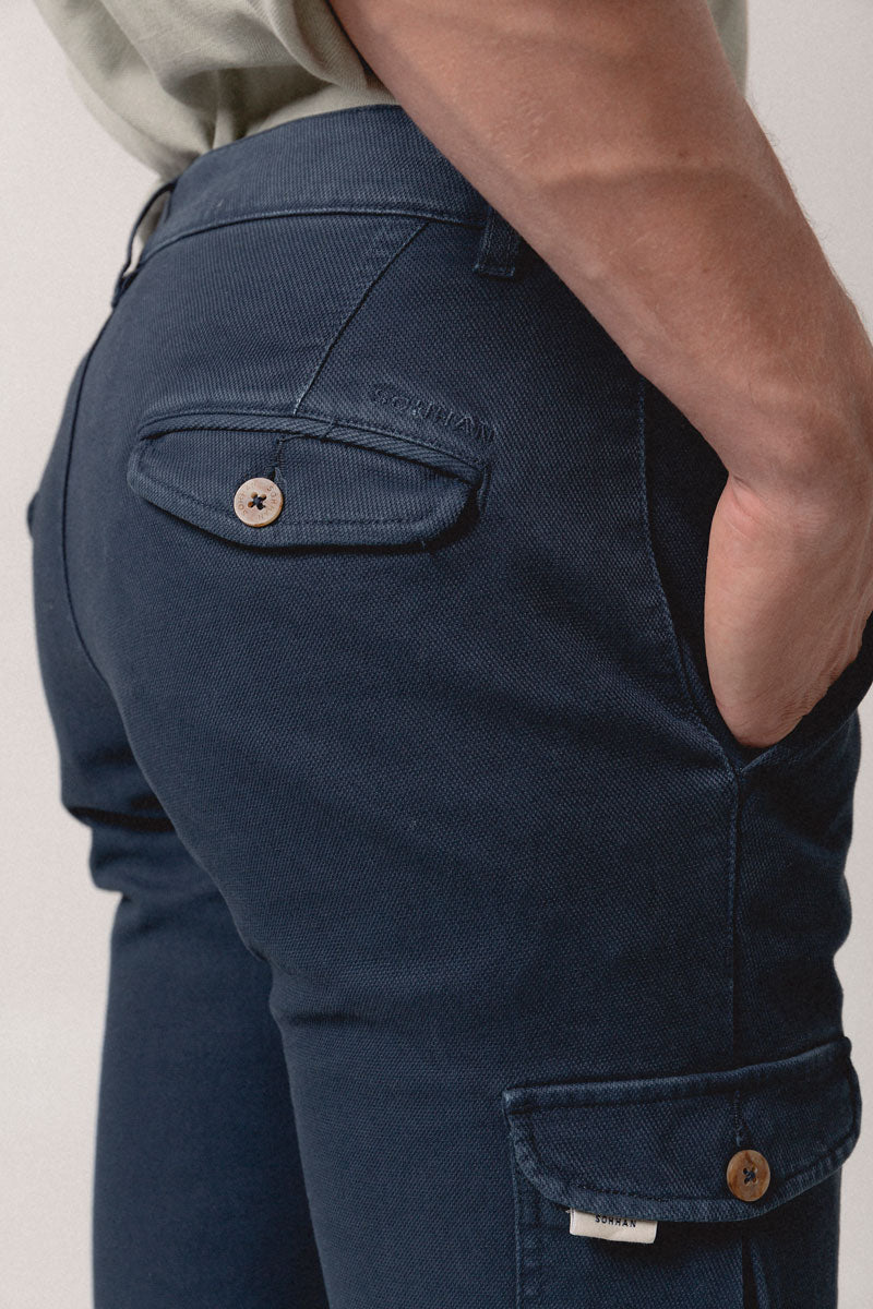 Pantalón cargo azul marino estructura - Sohhan