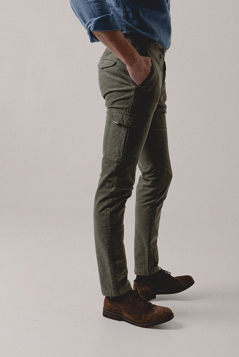 Pantalón Cargo Pana Verde Caza - Sohhan