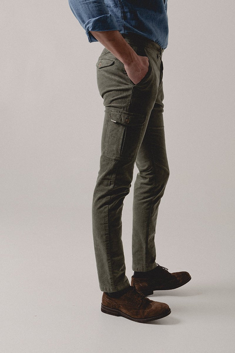 Pantalón Cargo Pana Verde Caza - Sohhan