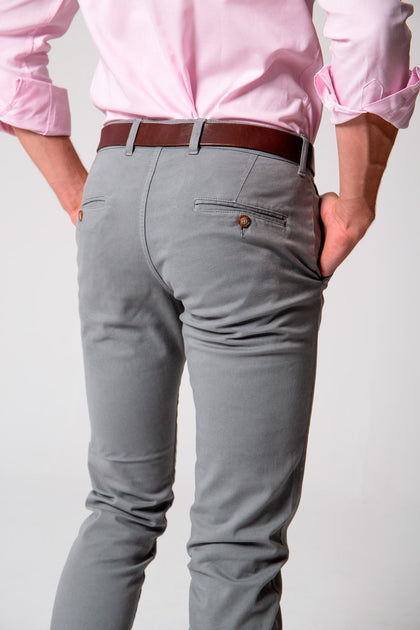 Pantalón chino slim L32 - Gris - Hombre - 60 - Algod - Hiver