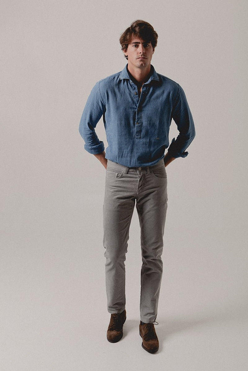 Pantalón Pana Cinco Bolsillos gris Zante - Sohhan