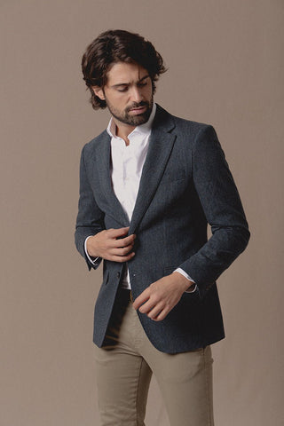 Preston Tweed Jacket Navy - Sohhan