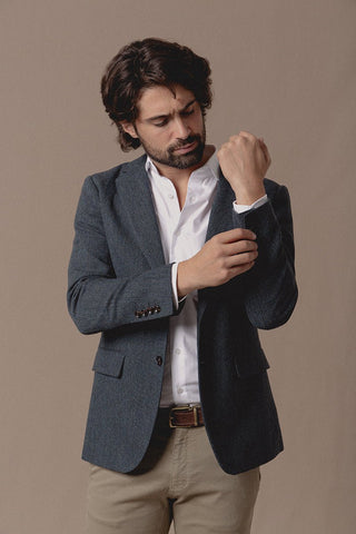 Preston Tweed Jacket Navy - Sohhan