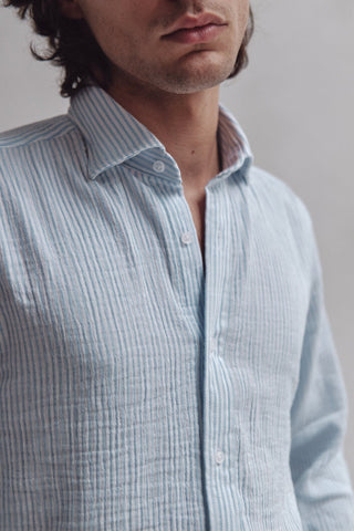 Camisa Dante Rayas Celeste - Sohhan