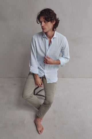 Camisa Dante Rayas Celeste - Sohhan