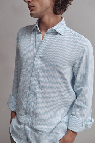 Camisa Dante Rayas Celeste - Sohhan