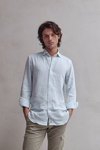 Camisa Dante Rayas Celeste - Sohhan
