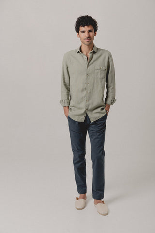 Linen Shirt Reef One Pocket Green - Sohhan