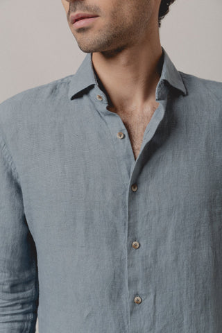 Linen Shirt Misty Powder Blue - Sohhan