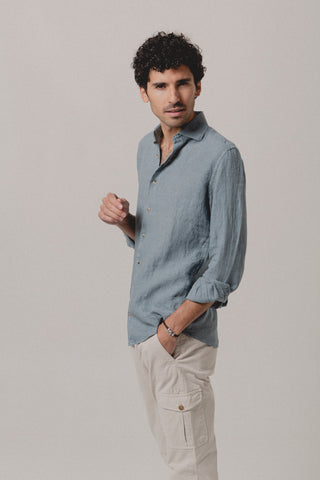 Linen Shirt Misty Powder Blue - Sohhan