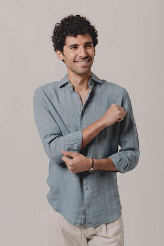 Linen Shirt Misty Powder Blue - Sohhan