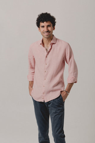 Linen Shirt Pink Mist - Sohhan