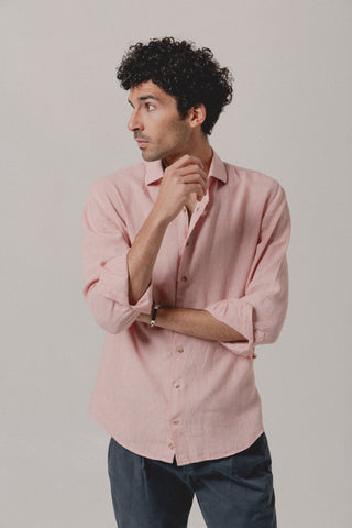 Linen Shirt Pink Mist - Sohhan