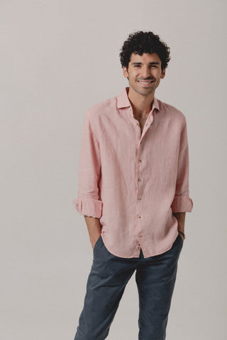 Linen Shirt Pink Mist - Sohhan