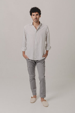 Linen Shirt Mykonos Green and White Stripe - Sohhan