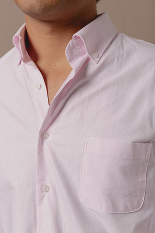 Classic Oxford Shirt One Pocket Pink - Sohhan