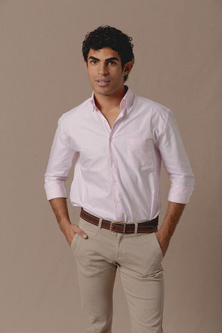 Classic Oxford Shirt One Pocket Pink - Sohhan