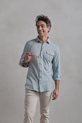 Camisa Piqué Marsella Un Bolsillo Celeste - Sohhan