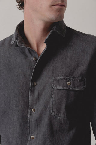 Denim Shirt Grey Burano One Pocket - Sohhan