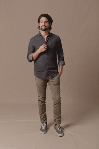Denim Shirt Rock One Pocket Dark Grey - Sohhan