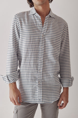 Waves Horizontal Stripe Light Blue Shirt - Sohhan