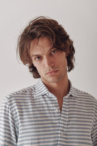 Waves Horizontal Stripe Light Blue Shirt - Sohhan