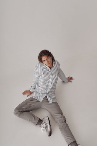 Waves Horizontal Stripe Light Blue Shirt - Sohhan