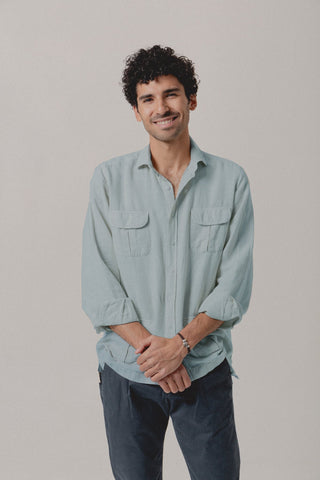 Guayabera Linen Janeiro Powder Blue - Sohhan