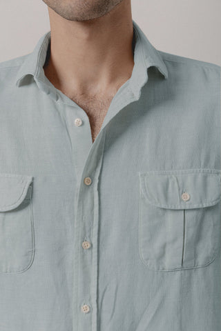 Guayabera Linen Janeiro Powder Blue - Sohhan