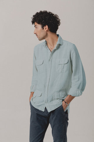 Guayabera Linen Janeiro Powder Blue - Sohhan