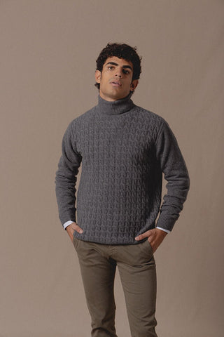 Scott Grey Braided Turtleneck Sweater - Sohhan