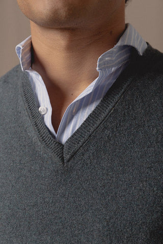 Cashemere Grey Green Peak Pullover - Sohhan
