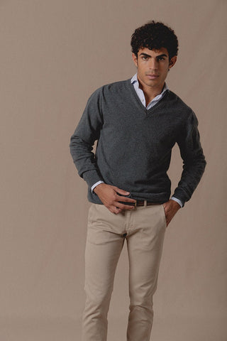 Cashemere Grey Green Peak Pullover - Sohhan