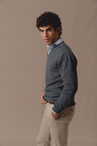 Cashemere Grey Green Peak Pullover - Sohhan