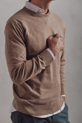 Beige Blacke Round Pullover - Sohhan