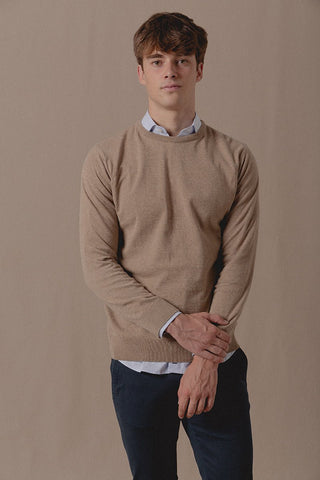 Beige Blacke Round Pullover - Sohhan