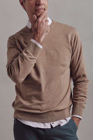 Beige Blacke Round Pullover - Sohhan