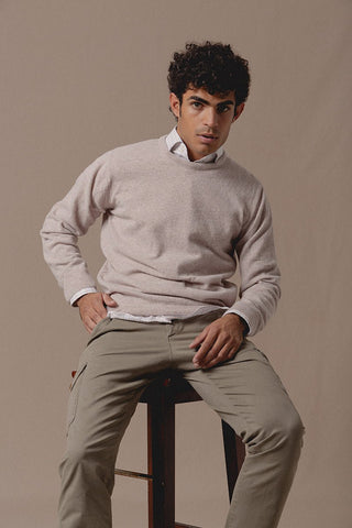 Beige Terry Round Pullover - Sohhan