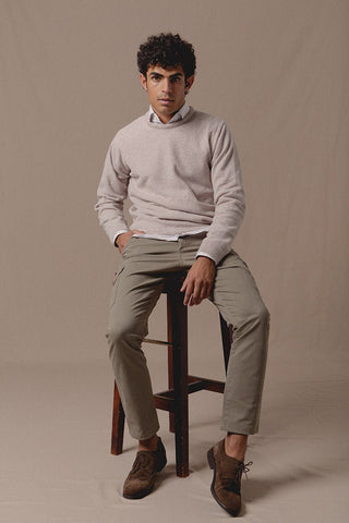 Beige Terry Round Pullover - Sohhan