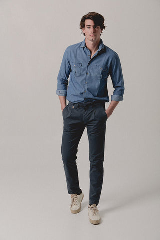 Chino Trousers Paul Pinza Grey Blue - Sohhan