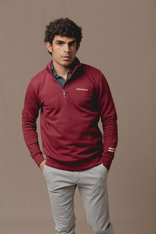 Shelter Half Zip Sweatshirt Bordeaux - Sohhan