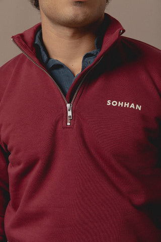 Shelter Half Zip Sweatshirt Bordeaux - Sohhan