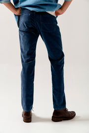 Navy Blue Corduroy Five Pocket Trousers