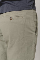 Light Green Cotton Linen Bermuda Shorts - Sohhan