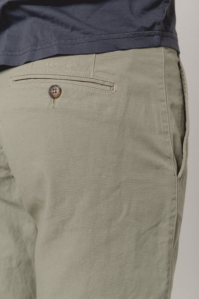 Light Green Cotton Linen Bermuda Shorts - Sohhan