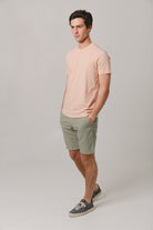 Light Green Cotton Linen Bermuda Shorts - Sohhan